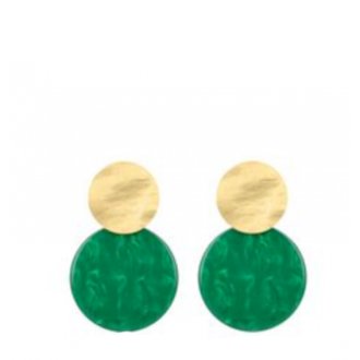 Lott. Gioielli Green Resin Oorsteker Goud