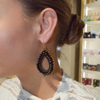 Lott.gioielli Carina Zwarte Oorbellen Urchin Drop L