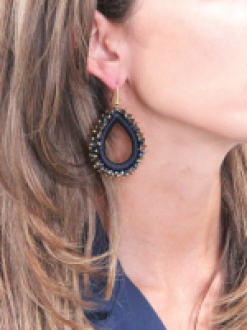 Lott.gioielli Carina Zwarte Oorbellen Urchin Drop L