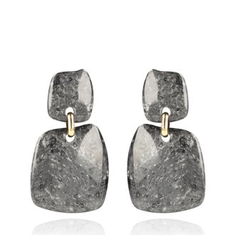 Lott.gioielli Marble Zwarte Oorbellen Simone Square Rock