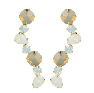 Lott Gioielli Earring Octagon Snake White Opal Sand Opal G