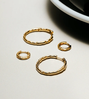 Orelia Polished Molten Micro Hoop Earring