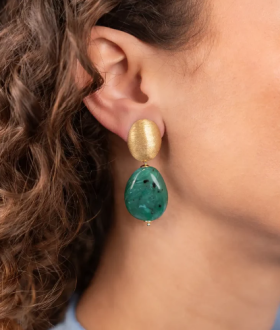 Lott. Gioielli Groene Oorbellen Amber Squeezed Drop