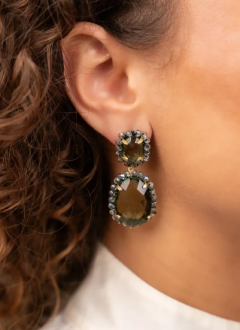Lott Gioielli Pendant Earring Double M Cool green