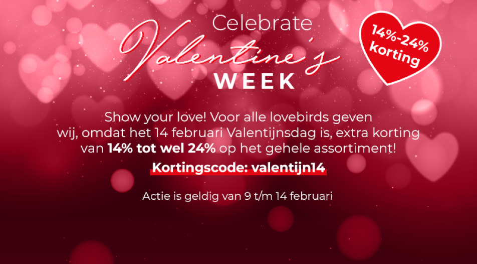 Celebrate Valentine's Week -  Kortingscode :  valentijn14